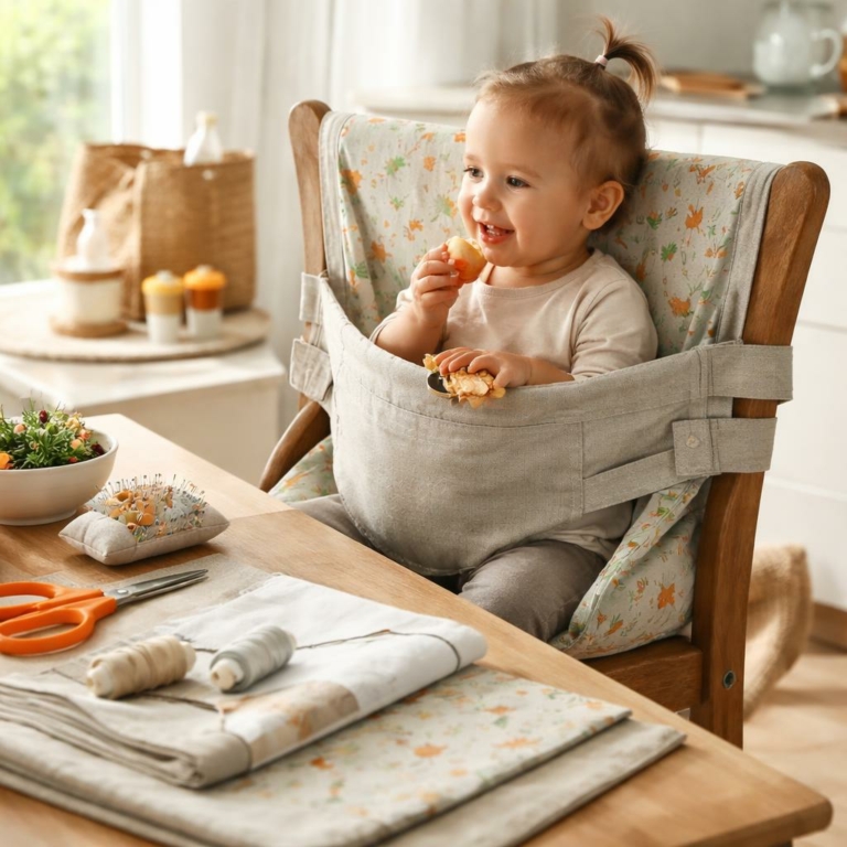 Chaise haute de voyage en tissu à coudre soi‑même — patron gratuit et guide pratique